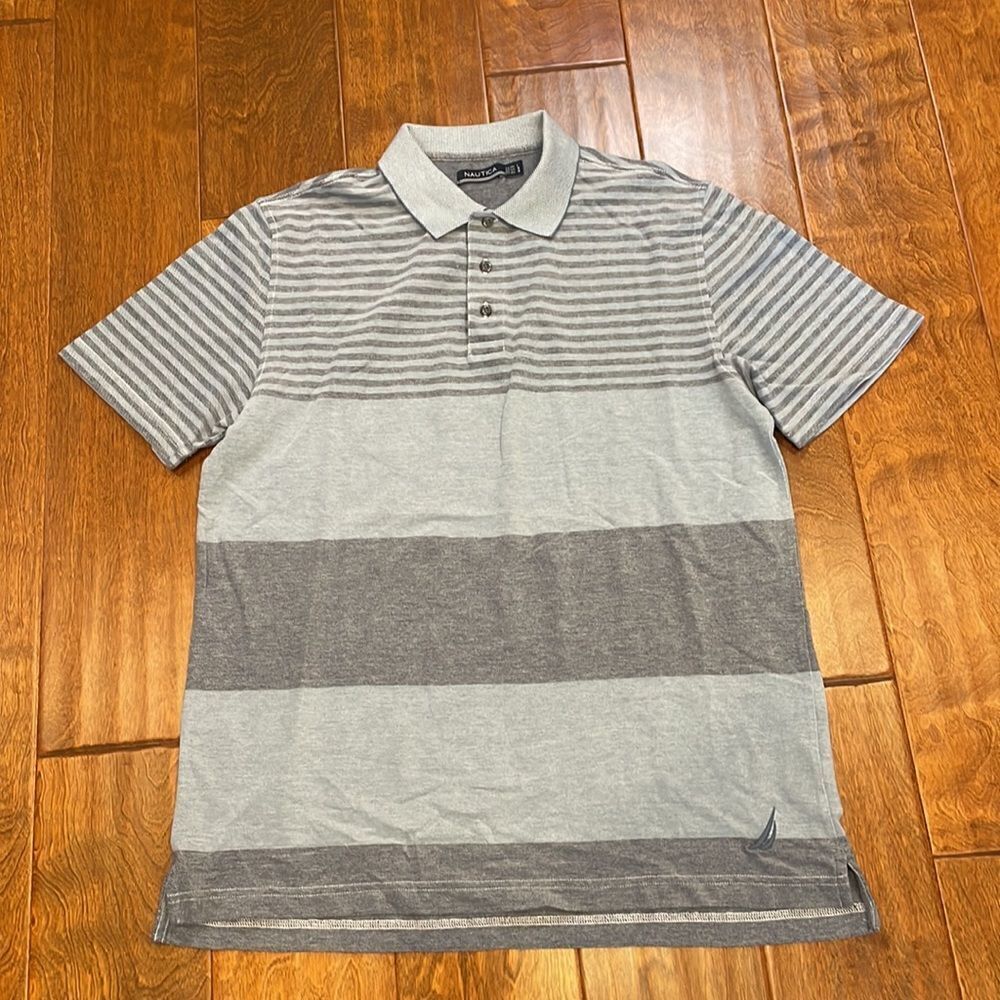 Nautica Brand Gray Cotton Knit Polo size Large